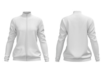 White women turtleneck sports jacket for mockup front and back view
