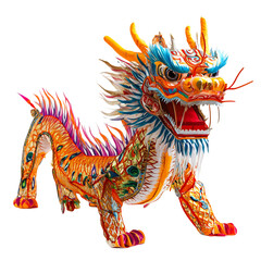 Vibrant Dragon Dance Costume with Intricate Detail Isolated on Transparent Background