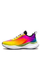 A pair of colorful sneakers on a white background