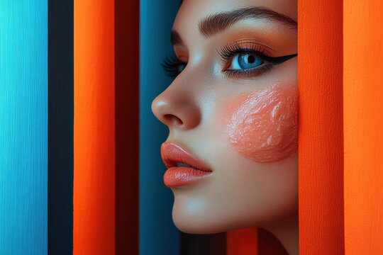 Creative graphic layout showcasing beauty and skin care solutions in a vibrant setting