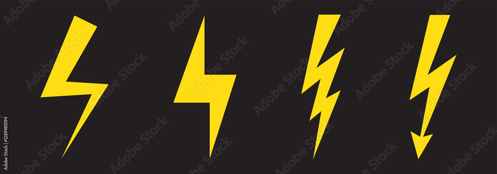 Poster lightning vector icon set - energy and storm design collection