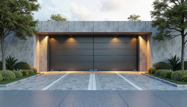 Modern Minimalist Garage Peaceful Mood Well-Lit Scene