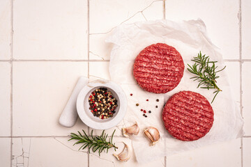 Raw steak burgers