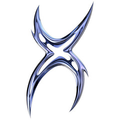 Stylized tribal design with metal and gothic influences reflecting y2k and cyber aesthetics