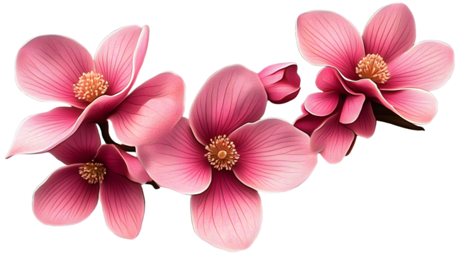 Pink Flower Blossoms on Transparent Background Generative AI