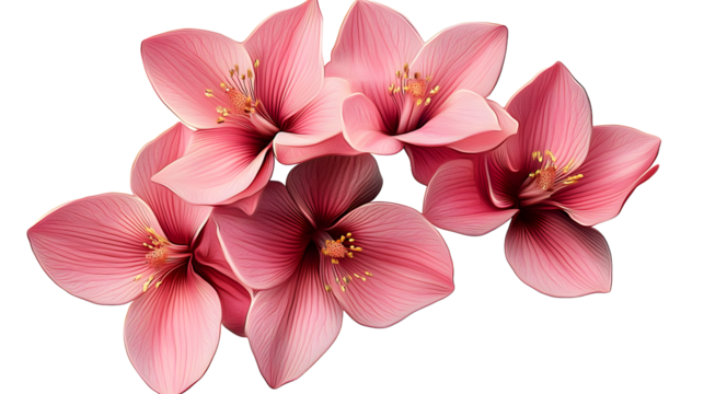 Pink Flower Blossoms on Transparent Background Generative AI