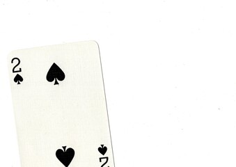 A playing card with white space for text or copy on a white background.