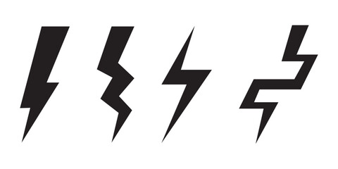Vector lightning bolt icon set – bold, stylized electric lightning shapes for graphic design, energy themes, power symbols, and branding elements