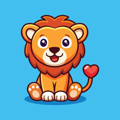 Fototapeta premium Cute Lion Sitting Cartoon Vector Icon Illustration Animal Nature Icon