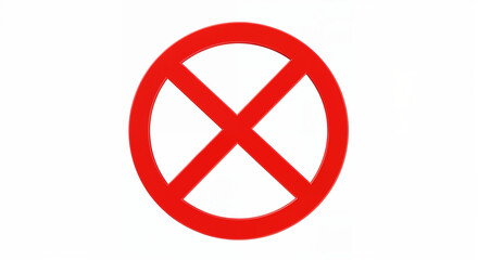 Fototapeta premium Signo de prohibición redondo con dos diagonales, aislado sobre fondo blanco