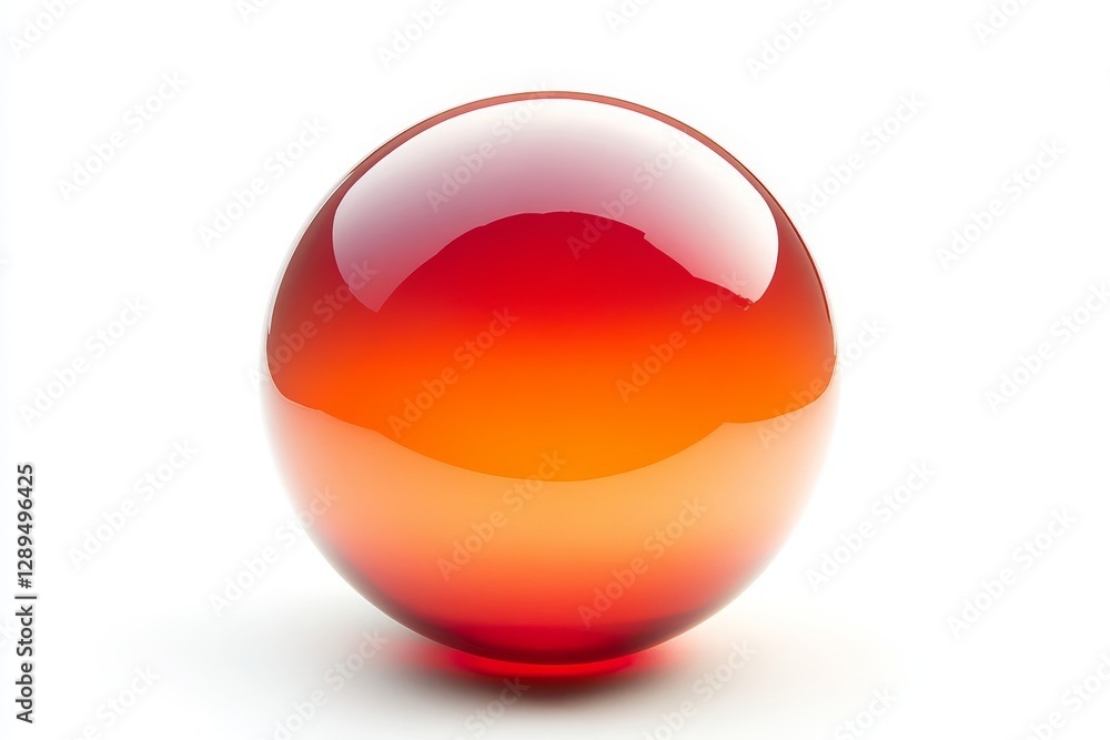 Poster shiny red glass sphere with gradient color - a glossy red glass sphere exhibiting a smooth gradient 