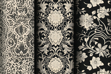 Lace Mesh Seamless Pattern Set with Intricate Filigree Repetition