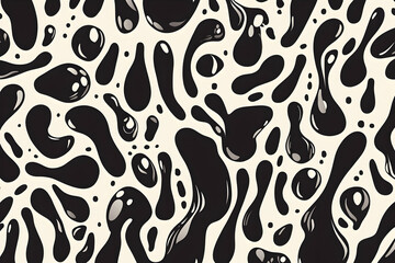 Organic Monochrome Seamless Pattern with Irregular Droplet Motifs