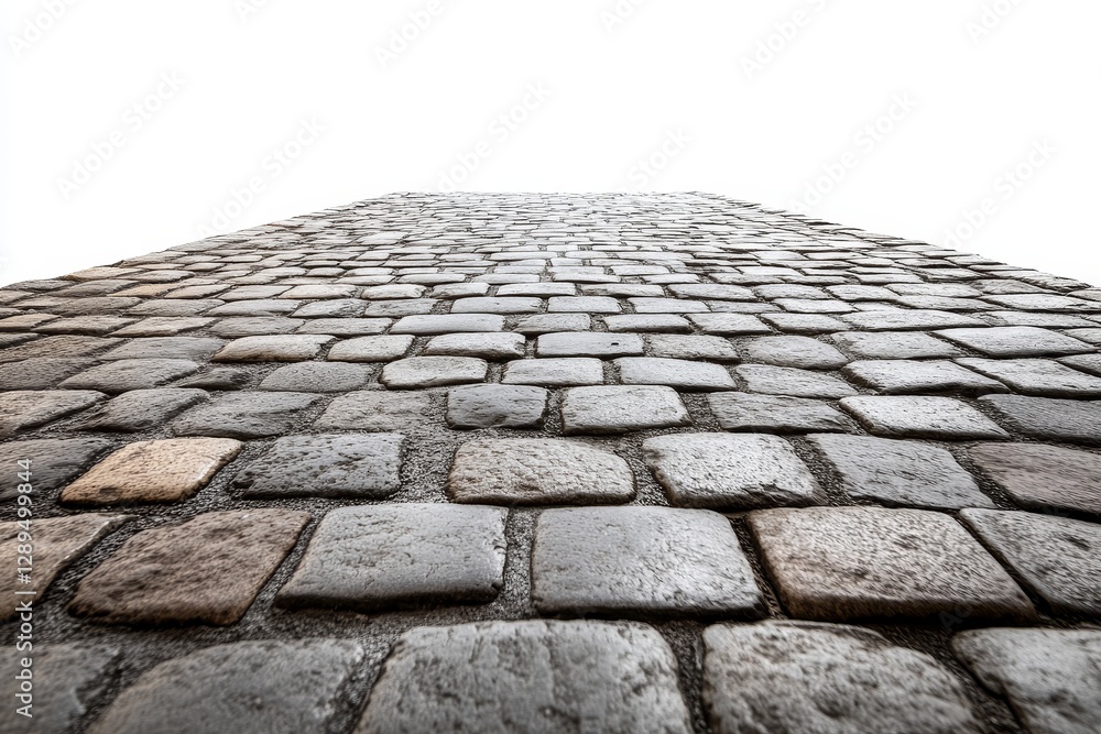 Poster textured cobblestone pathway close up - a close-up view of a cobblestone pathway captured from a low