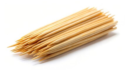 Wooden Cocktail Sticks on White Background
