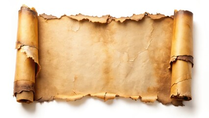 Antique Paper Scroll on White Background