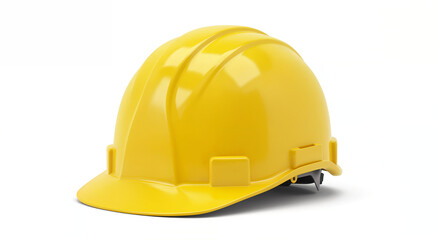 Casco amarillo sobre fondo blanco, equipo de seguridad para construcci&oacute;n
