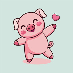 Fototapeta premium Cute Pig Dabbing Cartoon Icon Illustration