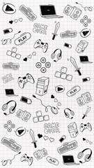 Gaming Banner Vertical Background Gaming Supplies Illustrations Black And White