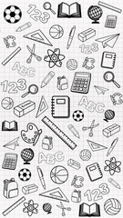 School Banner Vertical Background School Supplies Illustrations Black And White