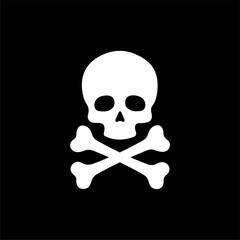 Skull and Crossbones – Pirate Danger Symbol Vector. Minimalist vector illustration of a skull and crossbones, symbolizing danger, piracy, and toxic warnings. Ideal for Halloween, gothic, 