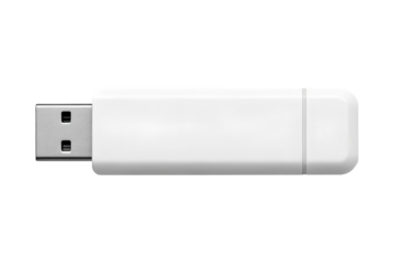 Mockup of a white USB drive placed near a laptop, perfect for branding, logo placement, or promotional product design.