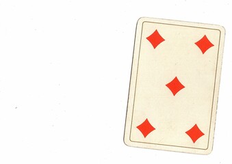 Obraz premium An antique playing card with space for copy or text on a white background.