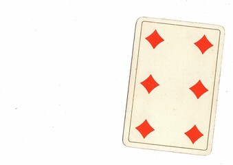 An antique playing card with space for copy or text on a white background.