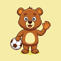 Obraz premium Cute Bear Playing Soccer Cartoon Icon Illustration