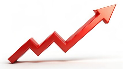 Red Upward Trending Arrow on White Background