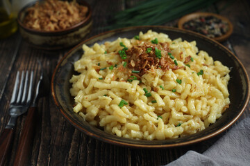 Käsespätzle, traditional dish in Germany	