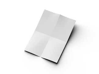 3d rendered image of a A4 bented sheet of a paper isolated on a transparent background