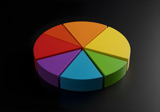 A colorful pie chart on a dark background, perfect for presentations or reports emphasizing data analysis and visualization.