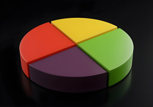 A colorful pie chart on a dark background, perfect for presentations or reports emphasizing data analysis and visualization.