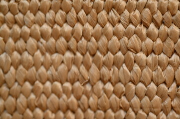 macro texture of summer  brown paper hat as background, close up texture of panama hat, paper for panama hat	
