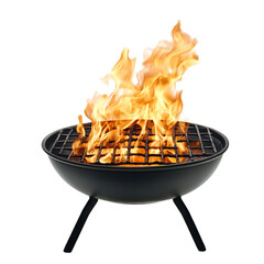 A Lively Flame Burning on a Barbecue Grill Cap Isolated on Transparent Background