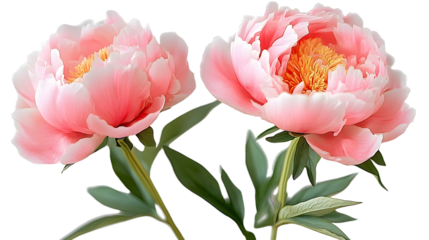 Elegant Pink Peony Flower Arrangements on a Transparent Background Generative AI