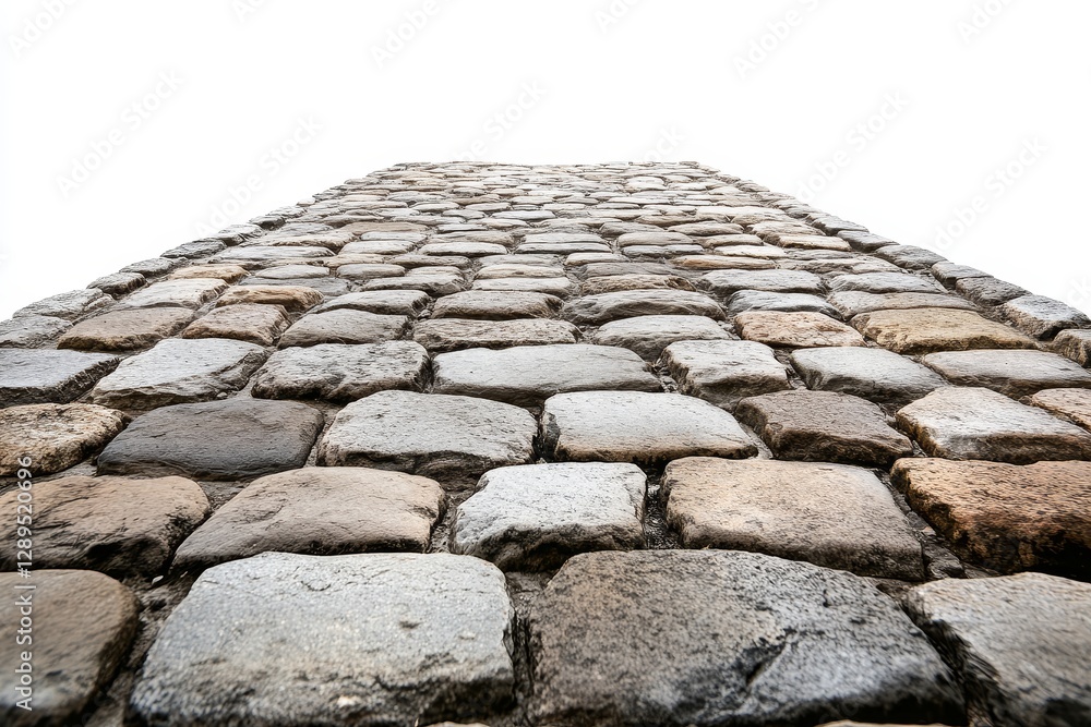 Poster vertical view of stone wall - a low angle perspective of an old stone wall showcasing its texture an
