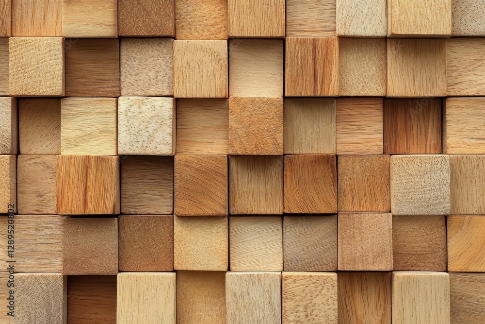 Poster wooden block pattern background for design - a beautiful arrangement of wooden blocks in various sha