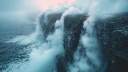 Fog permeates the mountain