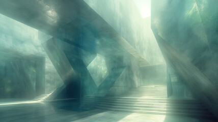 Fog inside a building with dim lighting