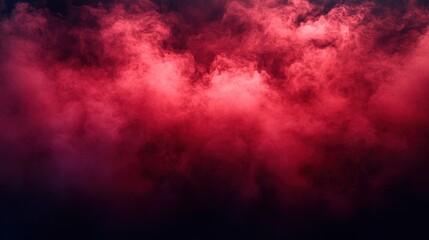 Red smoke cloud. Dark background. Mystical fog effect. Abstract pattern. Heavy mist floating. Bright red gas. Fantasy world. Halloween backdrop.