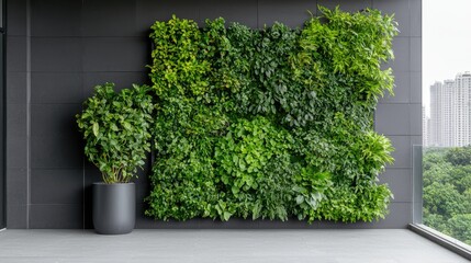 Modern apartment balcony with vertical garden