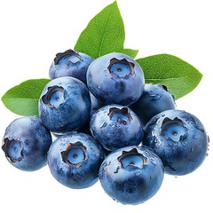 Obraz premium A close up of multiple blueberries and some leaves