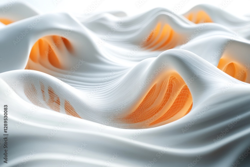 Poster undulating waves of fabric create a dynamic play of light and shadow, offering a captivating visual 