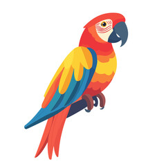 Minimalist flat illustration of Macaw, featuring a clean design isolated on a white background.

