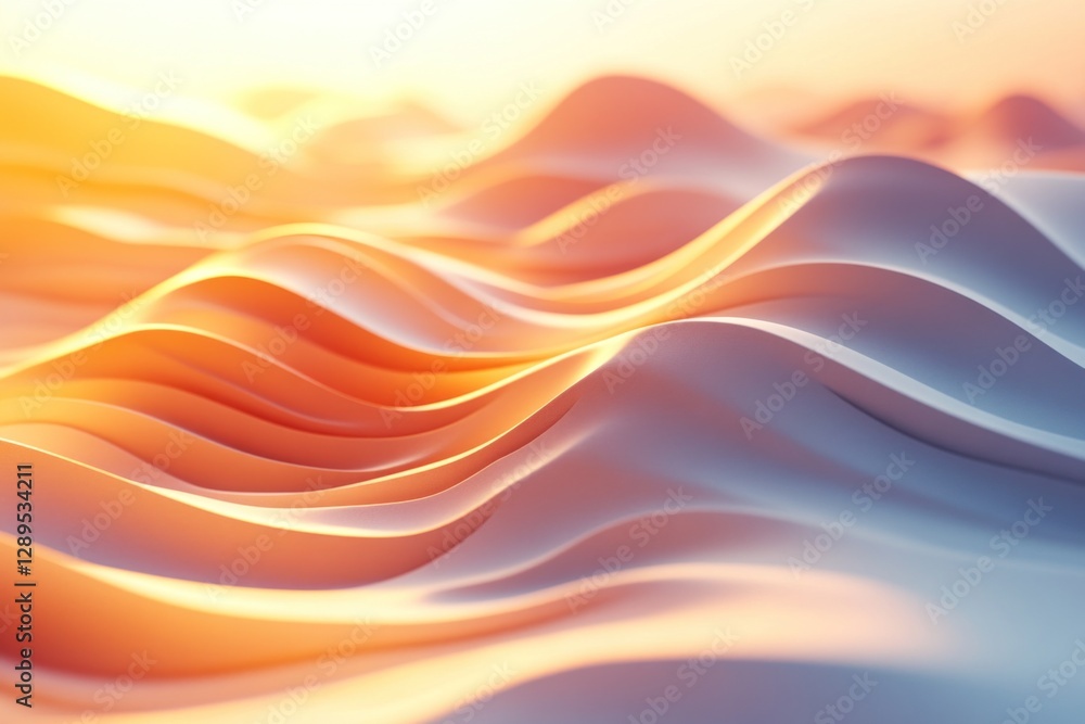Poster vibrant waves of color blend softly in a three-dimensional abstract form, creating a serene atmosphe