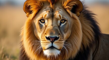 Fototapeta premium Majestic Lion Close-up Portrait