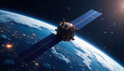 Satellite in geosynchronous orbit around Earth, Geosynchronous orbit, satellite in orbit, equatorial plane