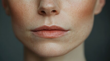 Fototapeta premium Close-up of female caucasian adult's face with natural skin texture and freckles